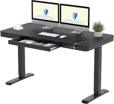 FLEXISPOT Electric Standing Desk with LED Display, Memory Function, USB Port & Drawer - 140x70cm, Luxury Black