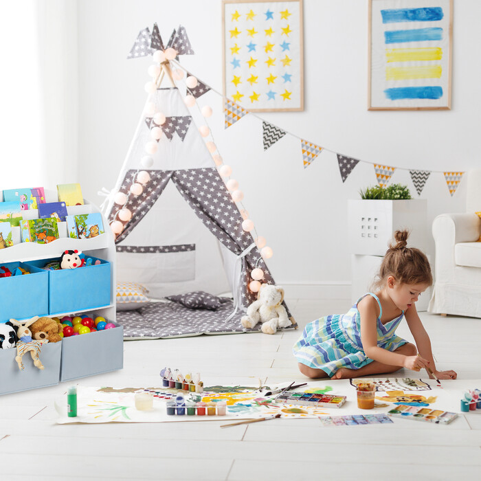 Relaxdays Children's Shelf with 4 Fabric Boxes