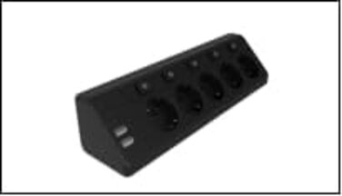 Мережевий фільтр настільний 5-портовий з USB та LED, чорний. Багатофункціональна розетка для столу, стільниці, кухні. Можливість кріплення на стіну.