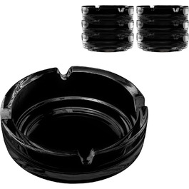 Concept 11 - Outdoor Ashtray Black 11cm | 6 Piece Glass Ashtrays | Glass Ashtray 3.5 cm high, dishwasher safe, catering supplies