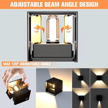 Настінне освітлення YrgePowk 2 шт. з LED лампою G9, зовнішнє та внутрішнє, IP65, регульований кут освітлення, тепле світло 3000K, чорний