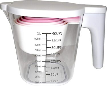 GK509W 10-Piece Nesting Measuring Cups and Spoons Set with a Scraper and Funnel Made of Plastic, Cooking, Baking, Kitchen Gadgets, BPA-Free, Dishwasher Safe, 10 Pieces (white)