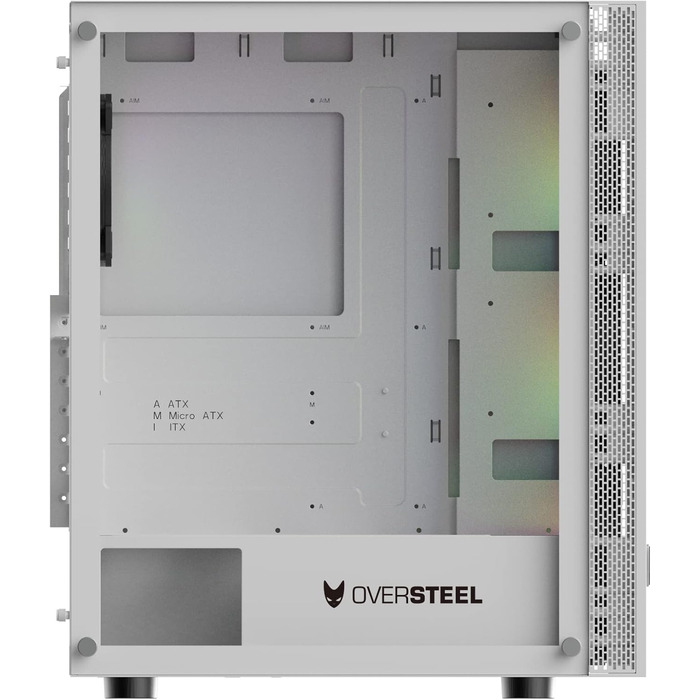 Корпус для ПК Oversteel AZURITE, білий, сумісний з ATX/Micro ATX/ITX, A-RGB вентилятор, сітчаста передня панель, фільтри пилу, загартоване скло, USB 3.0