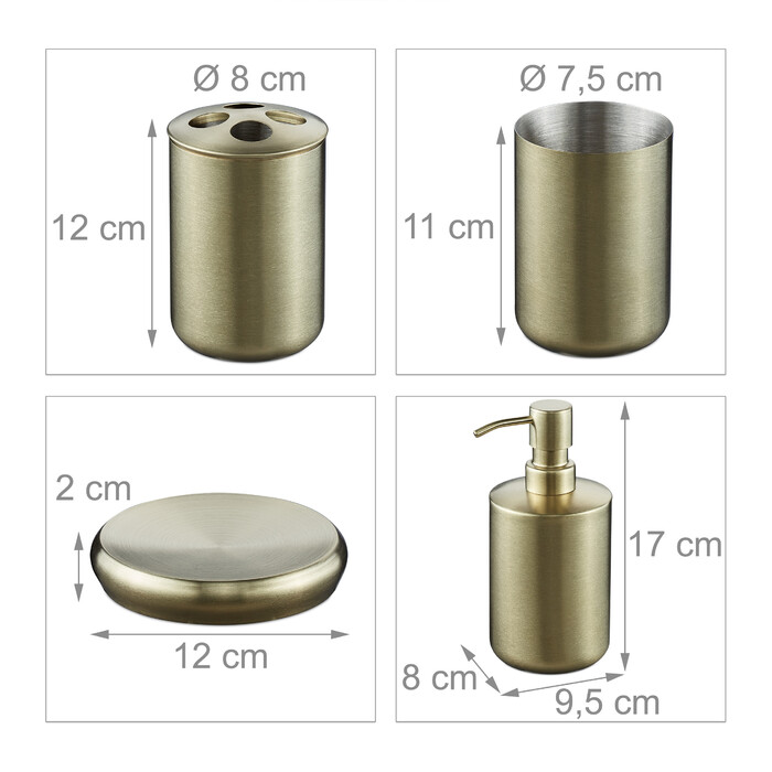 Relaxdays 4-Piece Bathroom Set, Stainless Steel