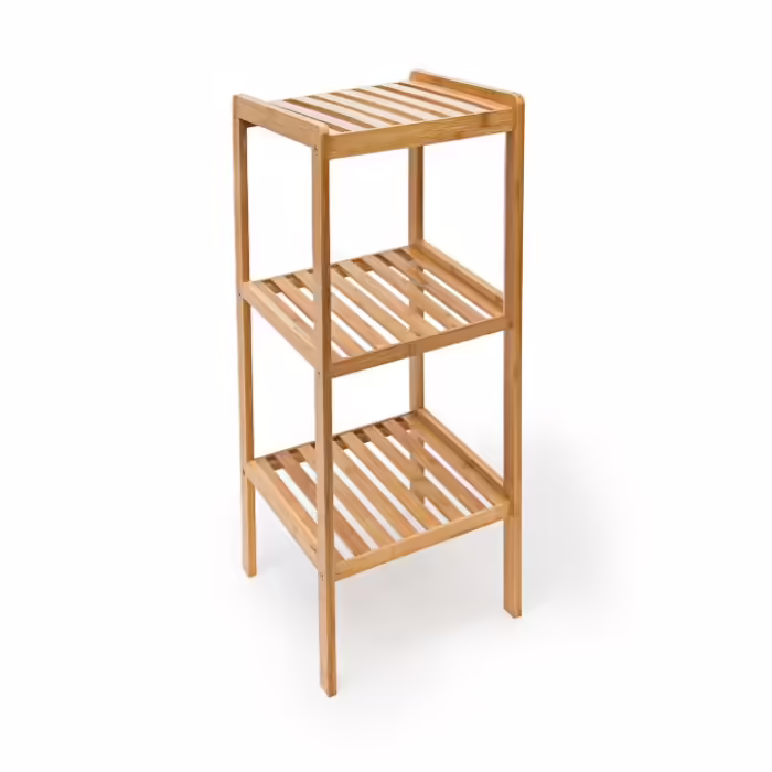 Relaxdays Bamboo Bathroom Shelf with 3 Shelves