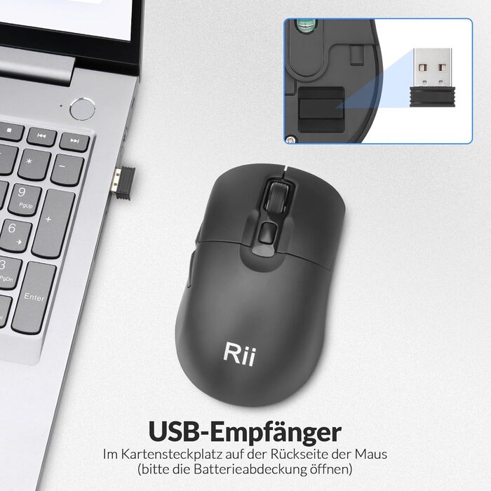 Бездротовий ігровий комплект клавіатури та миші Rii: Bluetooth + 2.4GHz, LED-підсвітка, QWERTZ, для офісу