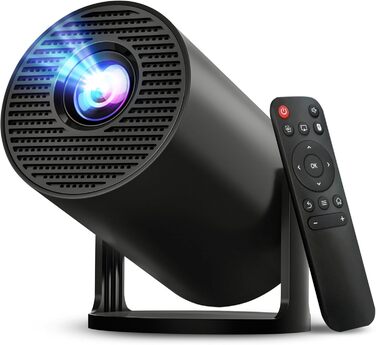 Lyncast OptiBarrel 500: Портативний проєктор 4K з Wi-Fi 6, Bluetooth 5.4, Android 11 та підтримкою iOS/HDMI/USB. Чорний