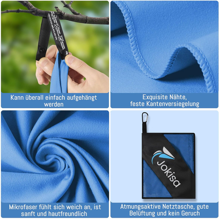 Набір рушників з мікрофібри 2 шт. (180x90 см + 80x40 см) – пляжний та спортивний, швидковисихаючі, пісорозсіювачі для відпочинку, сауни, трекінгу (світло-блакитний)