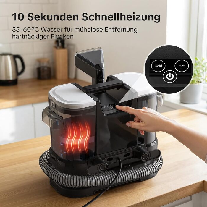 Портативний пилосос для чищення м'яких меблів Lubluelu 600 Вт, 18 кПа, з функцією самоочищення та насадкою для килимів, диванів та авто (чорний)