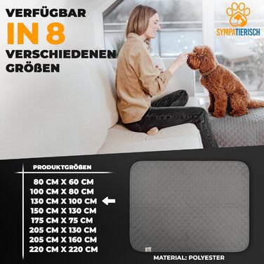 Водонепроникний килимок для собак - міцний килимок для захисту дивану та ліжка - неслизький килимок для собак, підходить для великих собак - можна прати в пральній машині - 130 x 100 см - сірий