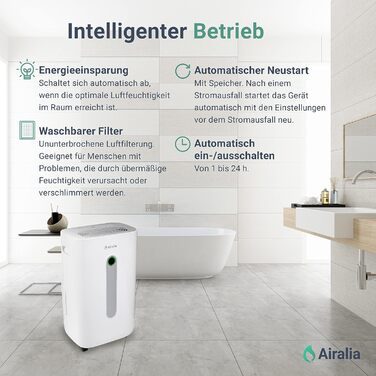 Електричний осушувач повітря AIR-DH20, 20 л/день, з підключенням до каналізації, об'єм бака 6,5 л, продуктивність 195 м³/год, для приміщень до 40 м²