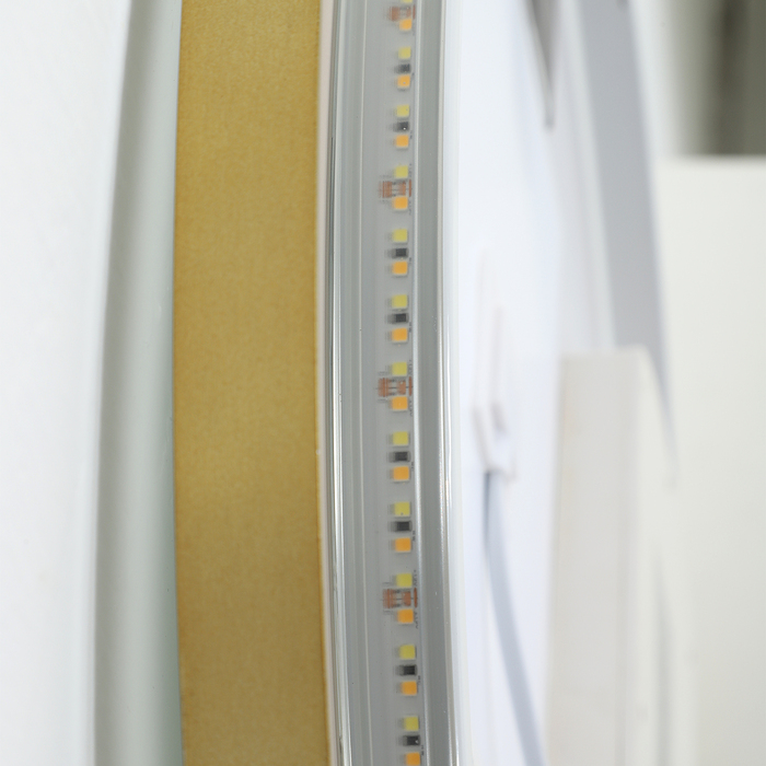 HOMCOM Round Bathroom Mirror with LED Lights, Anti-Fog Function, Touch Controls, and Display