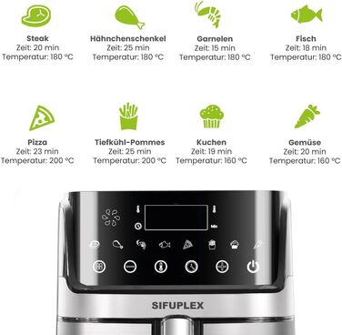 Фритюрниця Sifuplex з гарячим повітрям 6.5L з Rapid Air, сенсорне управління, 3 функції: смаження, випікання, розморожування