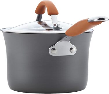 Набір посуду Rachael Ray Cucina, 12 предметів, антипригарне покриття, сірий з помаранчевими ручками