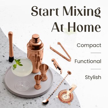 Набір для приготування коктейлів Mixology & Craft Cocktail Shaker Set 11-tlg. - Набір для бармена з аксесуарами, нержавіюча сталь, чорний (мідний)