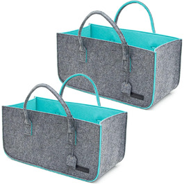 2-Piece Set: Heavy-Duty Shopping Bag Felt XXL - 50x25x25 Felt Bag Large - Kaminta Bag for Wood, Carrying Bag Firewood Basket - Car Shopping Basket Foldable Shopping Bag Felt Firewood Basket Modern