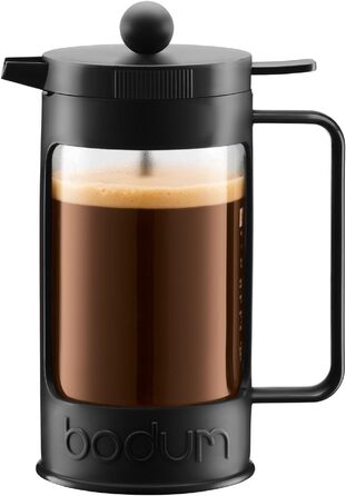 Френч-прес Bodum BEAN для кави, 1 л, 8 чашок, ізольований, з захистом від проливань, чорний