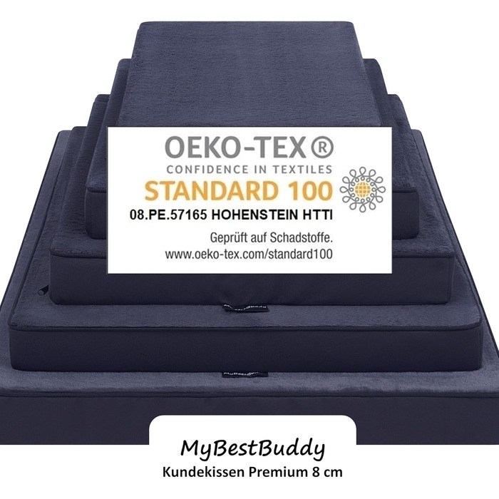 Ортопедична подушка для собак Преміум, сіра, 70x50 см, з повним шаром піни 8 см, зйомний чохол, 40°C, для алергіків