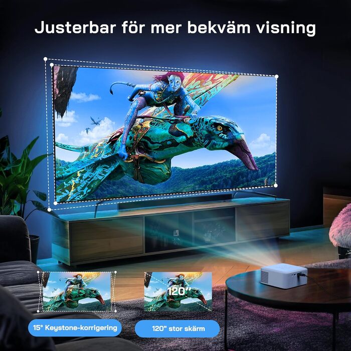 Міні-проектор WOLFANG з штативом, 1080P Full HD, портативний проектор для телефону, кінотеатр на відкритому повітрі, сумісний з HDMI, USB, смартфоном, планшетом, ПК, TV Stick, AV, Micro SD