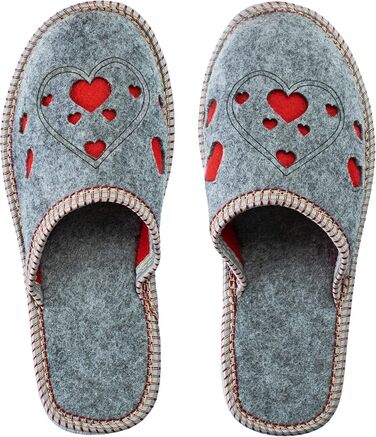 Жіночі фетрові тапочки ESTRO з антиковзкою підошвою, розмір 38 EU, з сердечками
