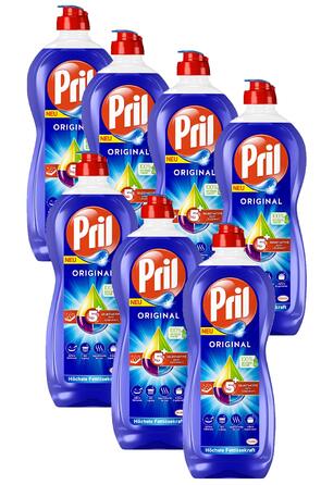 Засіб для миття посуду Pril 5 Plus Original, самоактивна формула для видалення жиру, 675 мл (набір 7 шт)