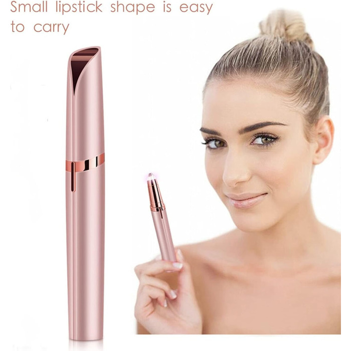 Електричний тример для брів та обличчя для жінок, безболісний, з гребінцем, білий/рожеве золото