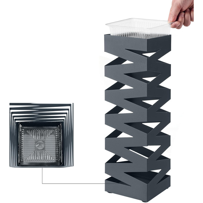 Підставка для парасольок SONGMICS з металу, квадратна, антрацит, 15.5 x 15.5 x 49 см