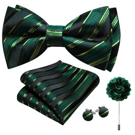 Комплект краватки та хустинки Barry.Wang Paisley, чоловічий, для весілля та урочистих подій (Зелено-чорний)