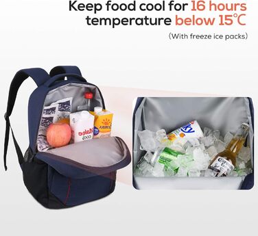 Рюкзак-холодильник TOURIT 22L, водонепроникний, ізольований, для пікніків, барбекю, кемпінгу, подорожей, покупок (Блакитний)