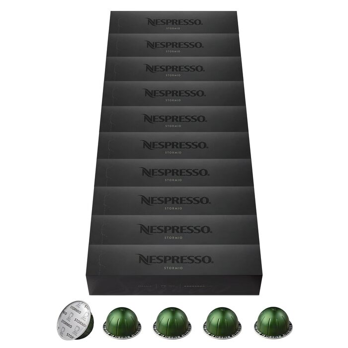 Кава Nespresso Vertuo Stormio, 100 капсул, Арабіка, темне обсмаження, 230 мл