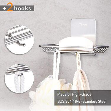 Самоклеюча мильниця для душу та ванної кімнати Tiilan - нержавіюча сталь, срібляста