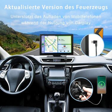 Plimpton 9-дюймовий автомобільний дисплей із бездротовим CarPlay та Android Auto, IPS сенсорний екран, цифровий медіаресивер, Mirror Link, навігація, Bluetooth, AUX