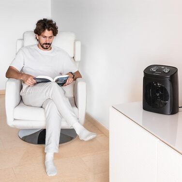 Теплова гармата Cecotec ReadyWarm 2070 Max Force, 2000 Вт, 3 режими роботи (охолодження/тепло/жар), 2 рівні потужності, автоматичне вимкнення, чорно-білий