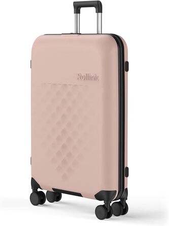 Чемодан Rollink Vega 360, чорний, 104L, 4 колеса, інноваційний замок, міцний, екологічний, для перевірки багажу