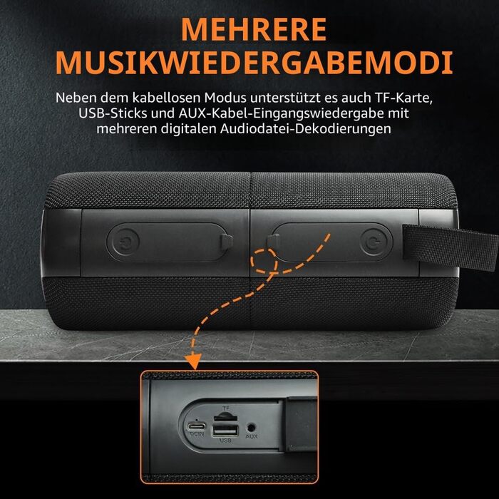 CYBORIS Bluetooth колонка 2-в-1 40W, водонепроникна, з басами, RGB підсвіткою, до 24 год роботи, для дому/вулиці/подорожей