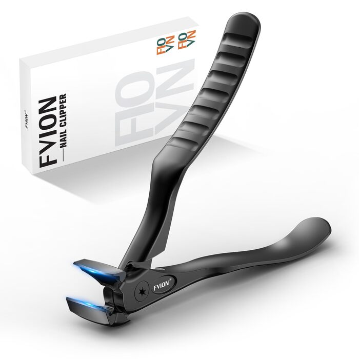 Кусачки для нігтів FVION для літніх людей та товстих нігтів з подовженою ручкою, чорні