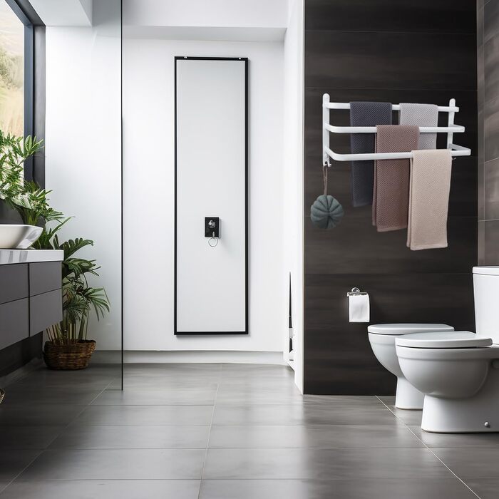 Тримач для рушників на стіну без свердління, 70 см, з гачками, 3 яруси, для ванної кімнати, кухні, туалету