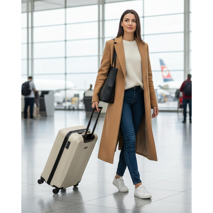 Набір валіз FERGÉ 3 шт. з жорстким корпусом та TSA-замком. Валізи-троліки (ручна поклажа, L, XL). Жорсткі валізи з міцного полікарбонату (3 шт., Ivory-matt)