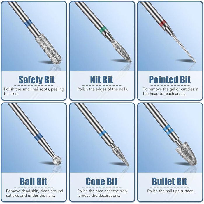 Набір свердел для нігтів Depvko 13 шт. (вольфрам карбід, кераміка, діамант)