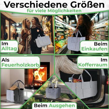 FUCHSBAG 2.0 [Large 3-Piece Set XXL] Universal Shopping Bags. 2x Large Felt Bags, 1x Small Felt Bag. Perfectly suited as a shopping basket. A real eye-catcher that safely carries the contents.