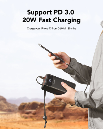 Потужний павербанк Veger Tank Lite (W5001) 50000 mAh, PD QC3.0 5A 22.5W, чорний