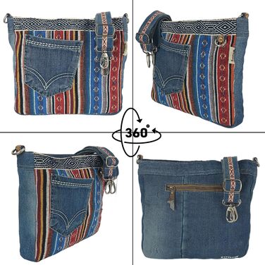 Sunsa Women's Bags Crossbody Bag Handbag Canvas & Jeans. Large Boho Crossbody Bag/Bag Shoulder Bag, Gift Ideas for Women/Girls Sustainable Products (Blue/Red/Colorful)