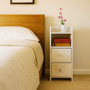 Slim White Nightstand