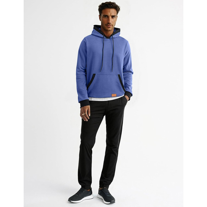 Світшот з капюшоном JMIERR для чоловіків, теплий, з кишенею, бавовна, колір зелений (L, блакитний)