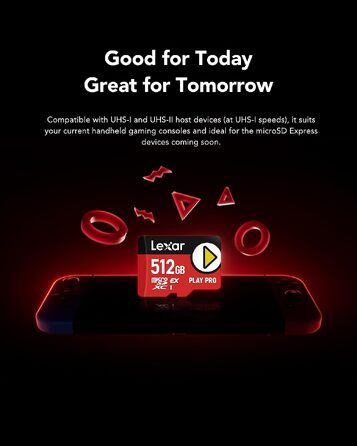 Карта пам'яті MicroSD Express Lexar PLAY PRO 512GB, швидкість читання до 900МБ/с, запис до 600МБ/с