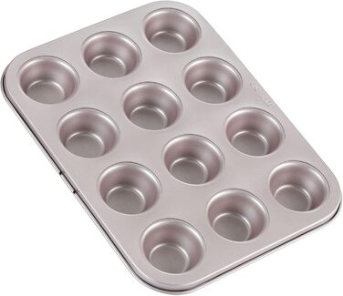 CHEFMADE Mini Muffin Pan, 12-Cavity Non-Stick Mini Cupcake Pan Baking Pans for Oven Baking (Champagne Gold)