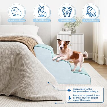 Сходинки для собак маленьких порід, 2/3 сходинки, 30 см, для дому, неслизькі, для котів та собак, сірі/блакитні