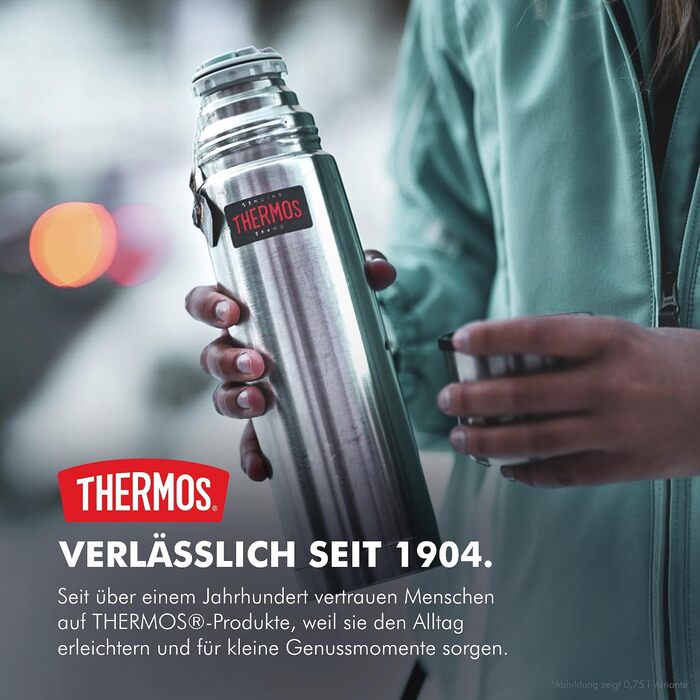 Термос Thermos Light & Compact із чашкою-кришкою, нержавіюча сталь, 1.0 л, сріблявий матовий