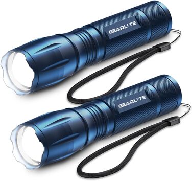 LED ліхтарик Gearlite 2 шт., 2000 люмен, 5 режимів, IP65, водонепроникний, для кемпінгу, туризму, дітей, невідкладних ситуацій (блакитний)