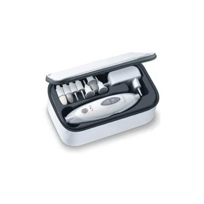 Електричний набір для манікюру та педикюру Sanitas SMA 35 (7 насадок), білий/сріблястий